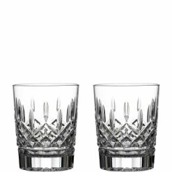 Discount π Waterford Lismore Crystal Double Old Fashioned Glass Pair Clear π