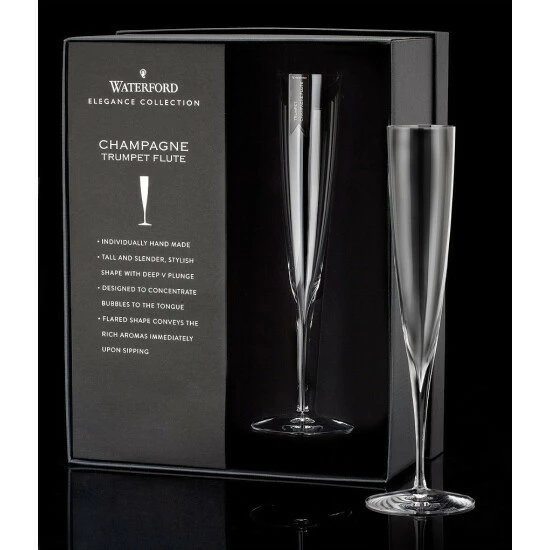 Best deal 𧨠Waterford Elegance Crystal Champagne Trumpet Flute Pair π - Image 3