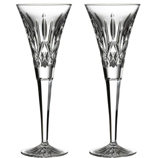 Outlet π Waterford Lismore Crystal Wedding Toast Flute Pair Clear π
