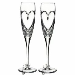 New 😀 Waterford True Love Heart Wedding Toast Flute Pair No Color ✔️