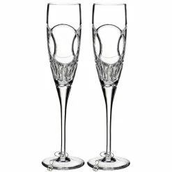 Coupon 💯 Waterford Wedding Vows Interlocking Rings Crystal Flute Pair No Color 🔔
