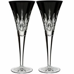 Best Sale 🎁 Waterford Lismore Black Crystal Flute Pair ⌛