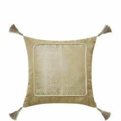 Hot Sale β Waterford Ruffino Collection Trim-Tasseled Reversible Jacquard Square Pillow Gold π