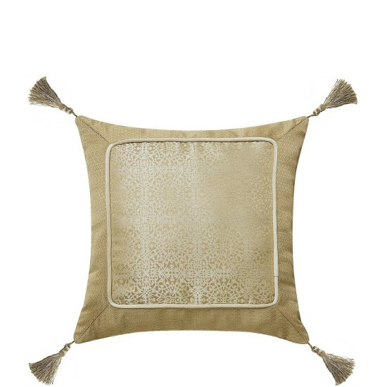 Hot Sale β Waterford Ruffino Collection Trim-Tasseled Reversible Jacquard Square Pillow Gold π