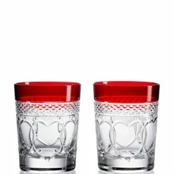 Best Pirce 🛒 Waterford Holiday Crystal Time Square 2023 Gift Of Love Double Old-Fashion Red Glasses, Set Of 2 🔥
