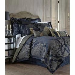 Wholesale 😀 Waterford Vaughan Scroll Damask Comforter Set Navy ⭐