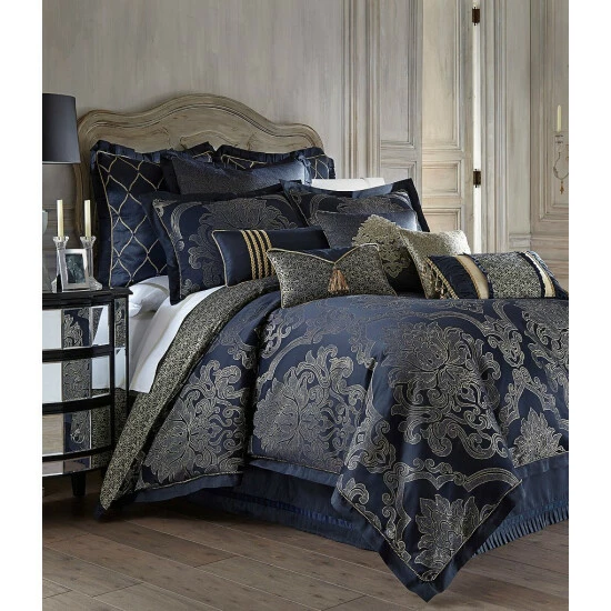 Wholesale π Waterford Vaughan Scroll Damask Comforter Set Navy β