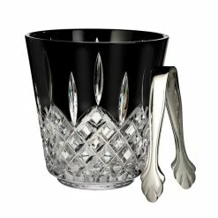 Best Pirce 💯 Waterford Lismore Black Crystal Ice Bucket & Tongs 🛒