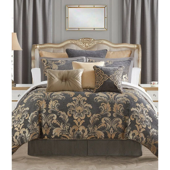 Wholesale π Waterford Everett 6-Piece Reversible Metallic Damask Comforter Set Charcoal 𧨠- Image 2