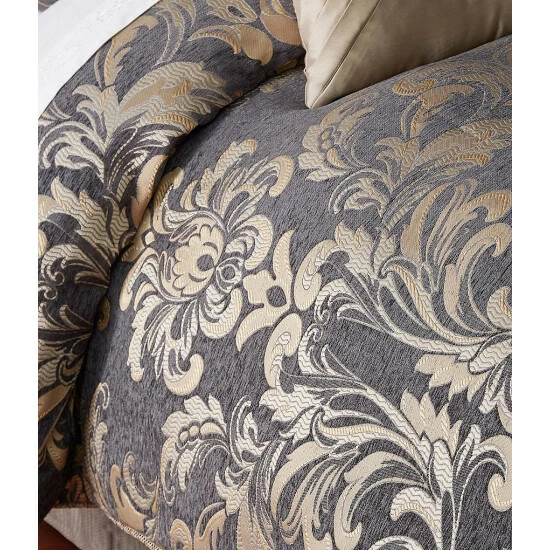 Wholesale π Waterford Everett 6-Piece Reversible Metallic Damask Comforter Set Charcoal 𧨠- Image 3